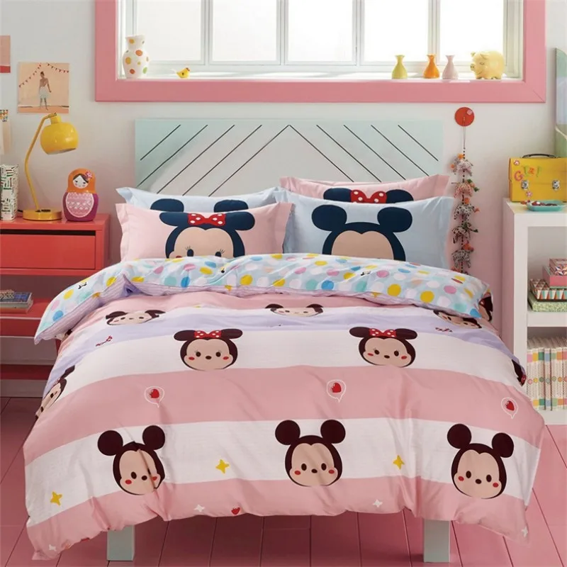 Tsum Minnie Mickey 4 Disney самое новое хлопковое фон с изображением мороза снега еще принцессы Анны из мультфильма «Холодное сердце» постельного белья крытая, простынь и наволочки) для маленьких мальчиков и девочек, детское вечернее платье с кровать 1,2 1,5 м - Color: Tsum Minnie Mickey 4