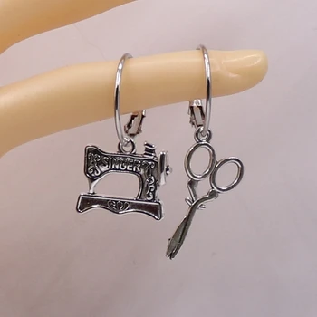 

Fashion Jewelry sewing machine earring ,Asymmetrical Earrings,Scissors earrings,Fashion women Hoop Earrings