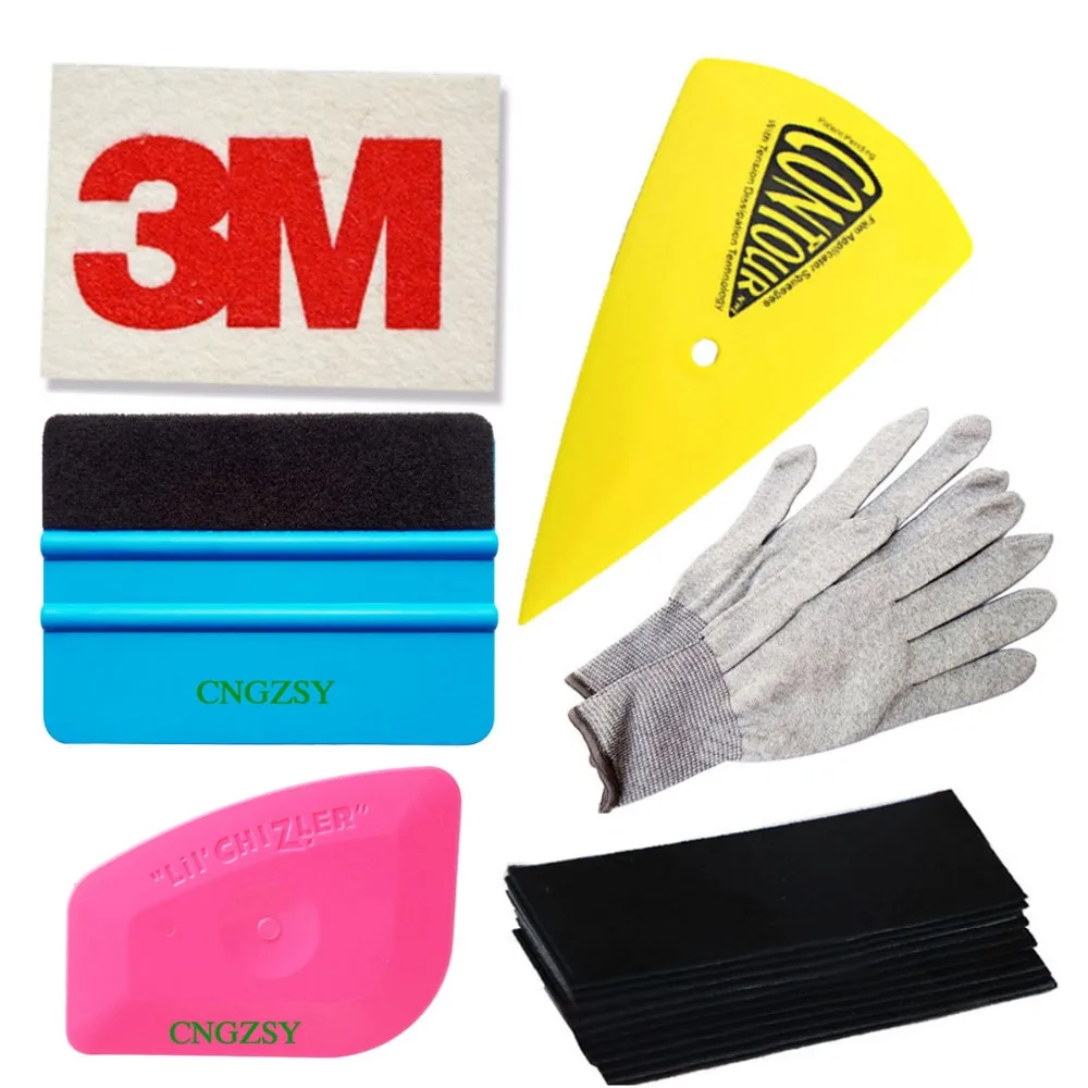 

CNGZSY Car Window Tint Tools Kit Auto Film Scraper Spare Felt Working Gloves 3M Wool Squeegee Sticker Wrap Installation Tool K45