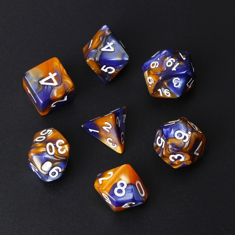 7 шт./компл. акриловые полигедрические игральные кости для TRPG настольной игры D4 D20