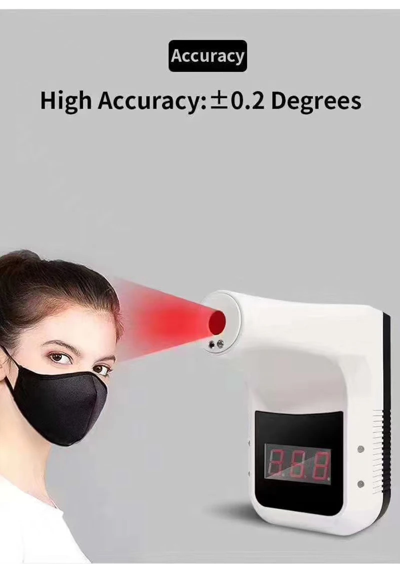 Wall Mount Smart Sensor Automatic Body Temperature Detector meter Forehead body thermometer Non-Contact Infrared Thermometer