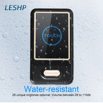 

Wireless Waterproof Doorbell kit - EU/US Plug Waterproof Touch Sensor Button LED Indicator 28 Melodies Doorbell for Home Office