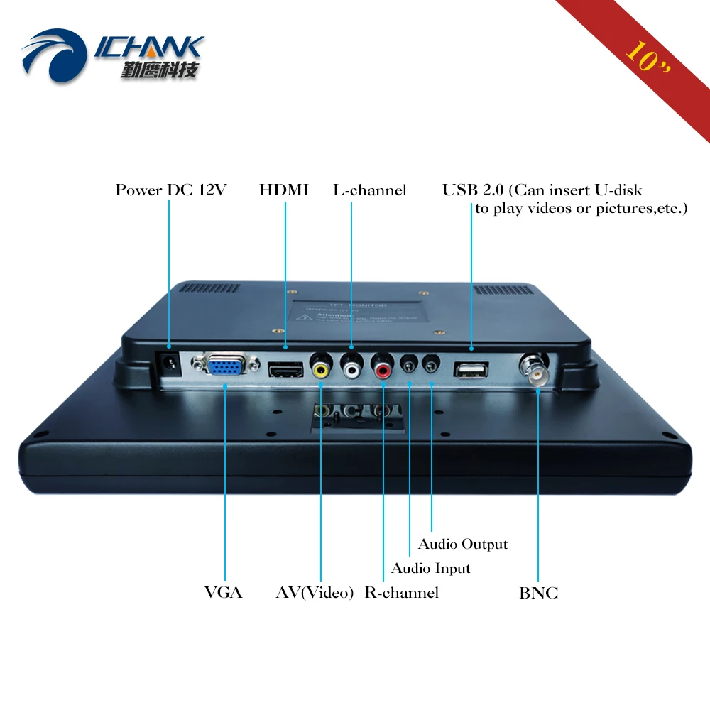 Ǯ  IPS LCD ũ ޴  USB U ũ  ÷̾, AV RCA HDMI Է VGA ZB100JN-532, 10 ġ ÷, 1024x768