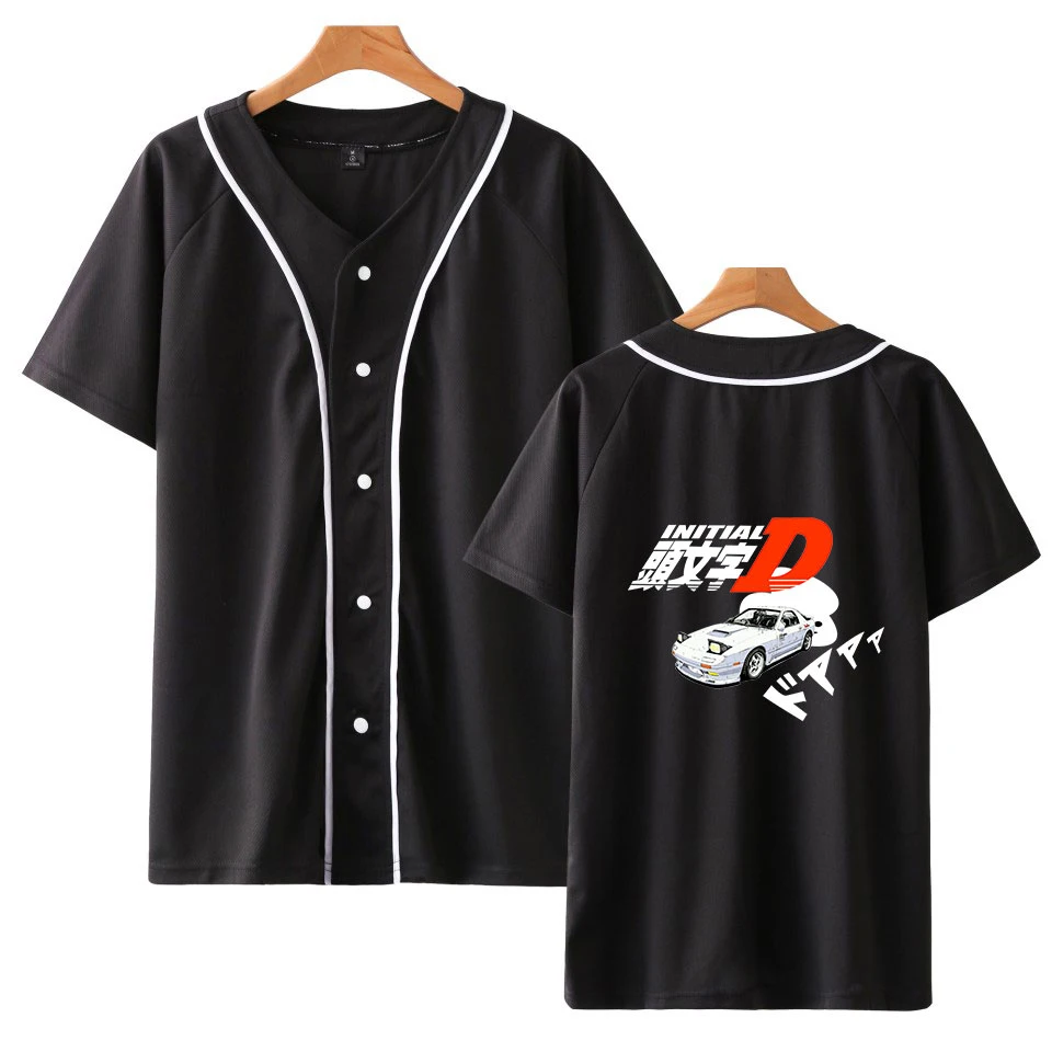 Initial D Print T-shirt Women/Men Baseball Jersey Preppy Style Clothing Tee Harajuku Baseball Shirt Basic Buttons Cardigan Top