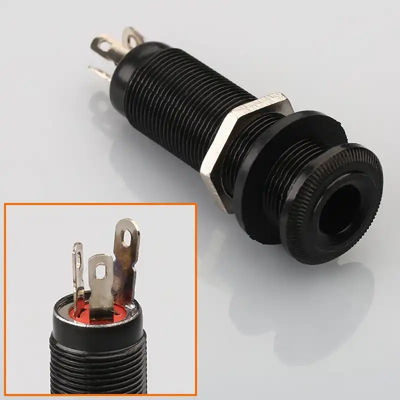 Black Cylinder Flush Mount Stereo Ausgang Jack für Gitarre Mental Zubehör