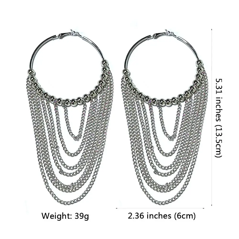 MANILAI Circular Metal Long Chain 