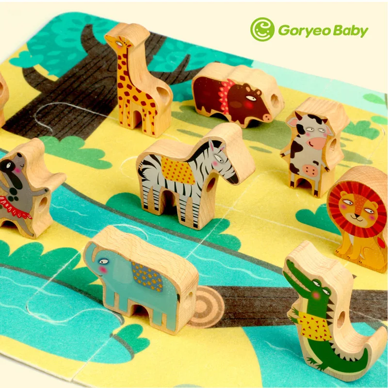 

2-3-6-Year-Old Early Childhood String Building Blocks Rope Wear Beads Bead-stringing Toy Animal Threading CHILDREN'S Men And Wom
