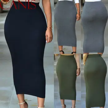 

Fashion Women Casual Slim High Waist Muslim Thin Skirt Long Bodycon Stretchy Midi Skirt Tube Pencil Skirts Hot Dress Plus Size