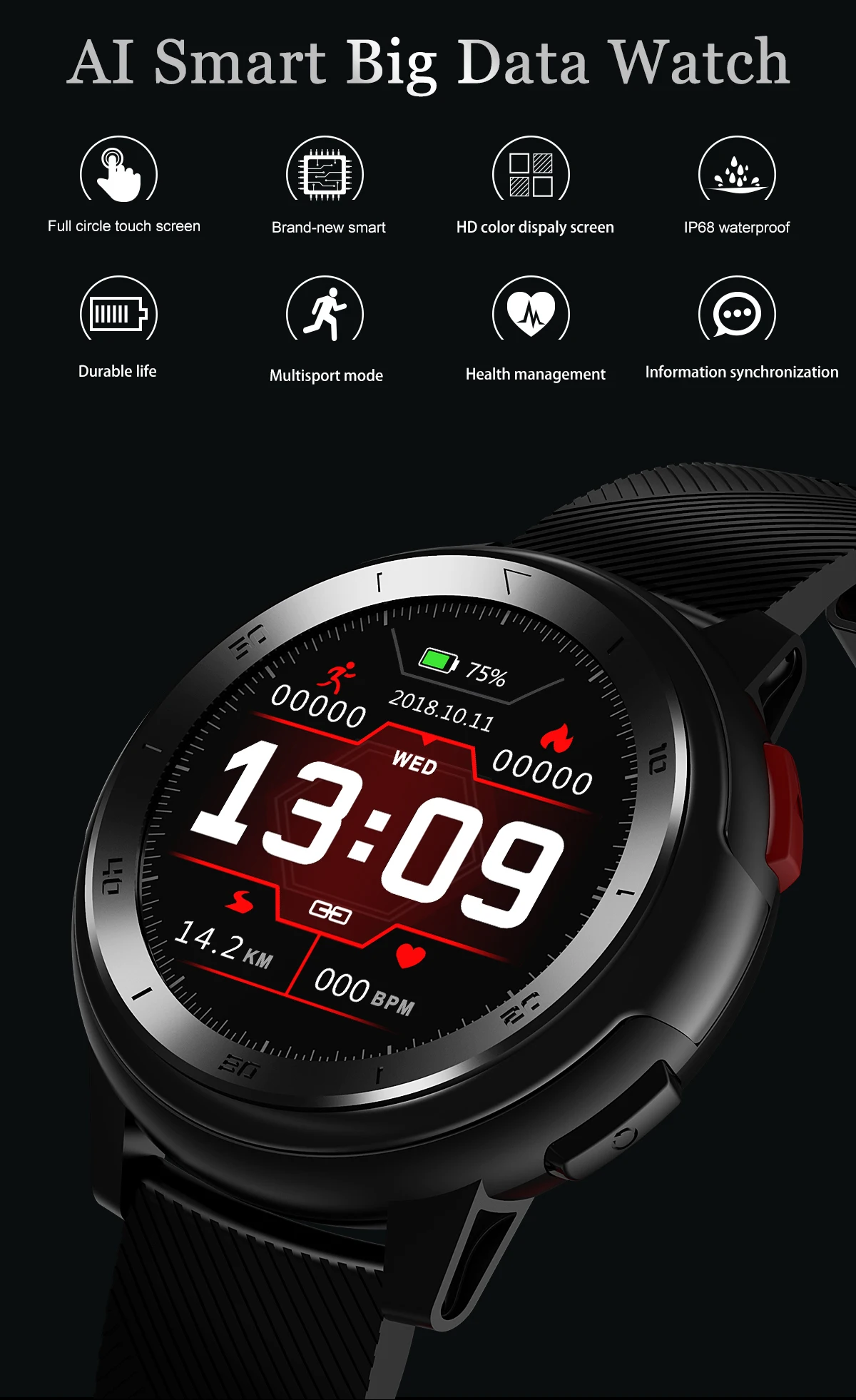Cobrafly DT68 Смарт часы Полный сенсорный круглый экран IP68 Водонепроницаемый фитнес трекер ЭКГ сердечного ритма спортивные часы для Xiaomi huawei