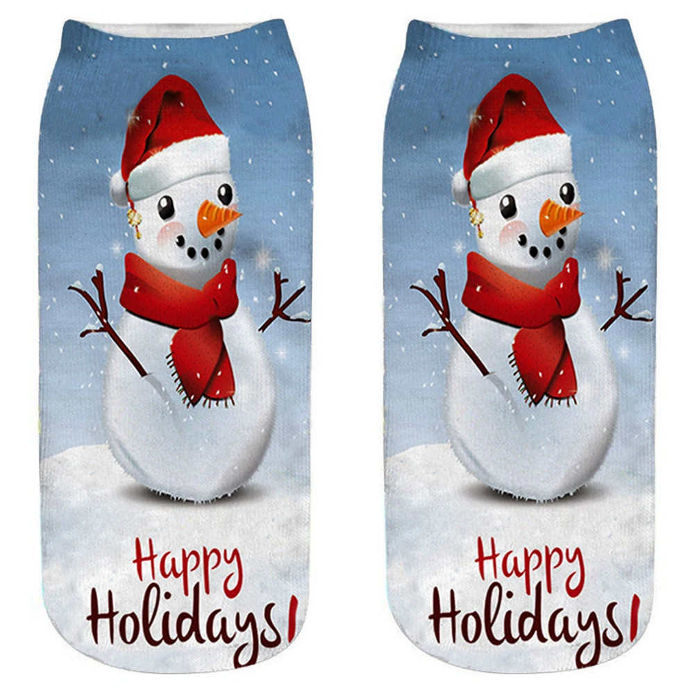 Забавные новогодние носки с Санта-Клаусом, оленем, 3D принтом, подарок, милый снеговик, Рождество