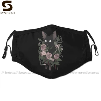 

Sphynx Mouth Face Mask Dark Floral Feline Facial Mask Cool Kawai with 2 Filters for Adult