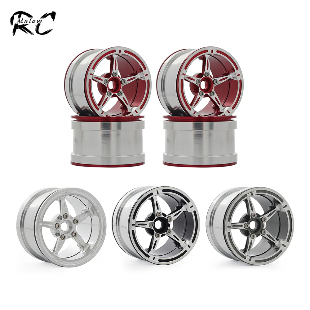 Beadlock Set 4 Ruote In Plastica Con Gomma Per RC Crawler 1/10 – 3.9 Cm, Compatibile Axial Tamiya
