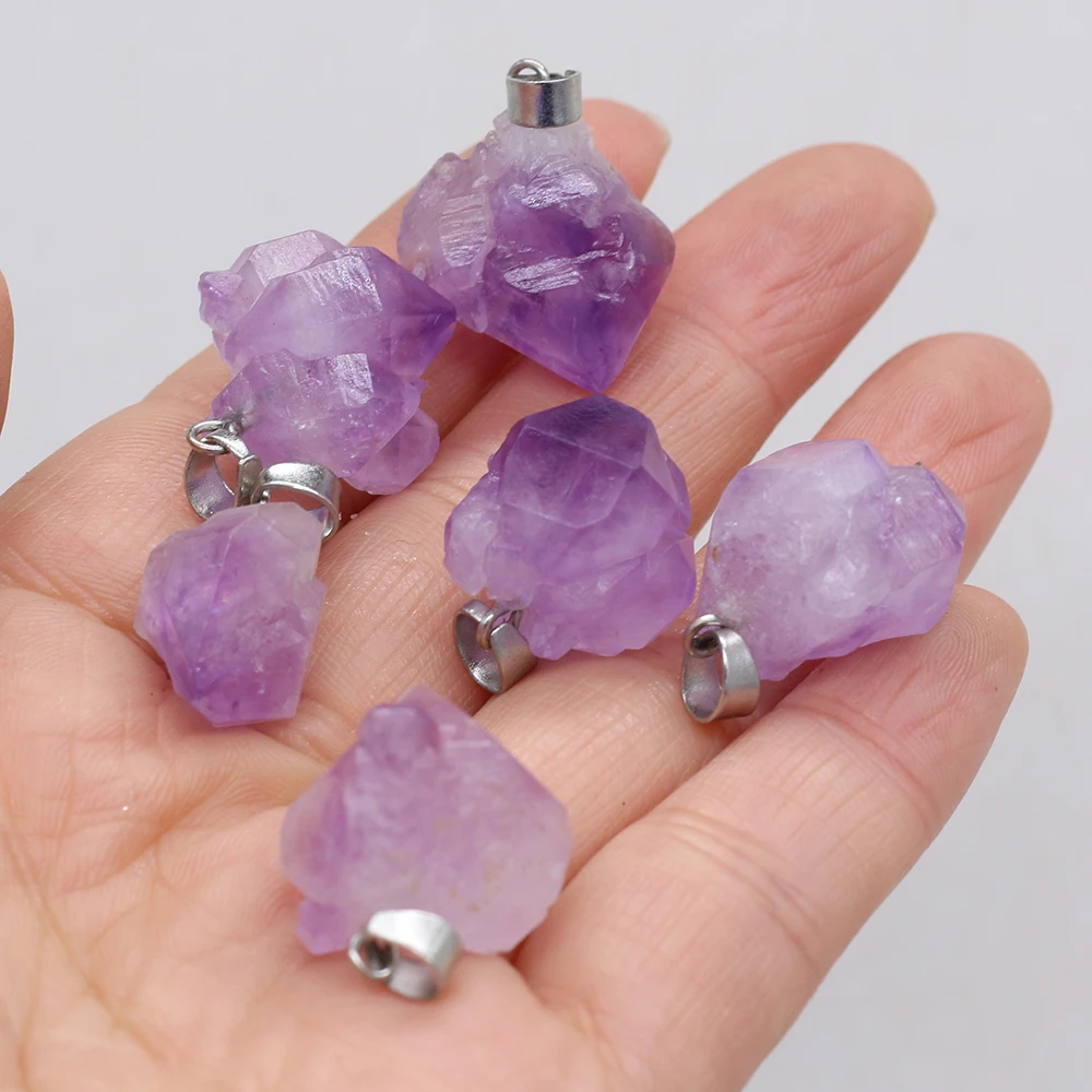 

Natural Stone Gem Irregular Amethyst Pendant Handmade Crafts DIY Necklace Bracelet Earring Jewelry Accessories Gift Make 15-18mm