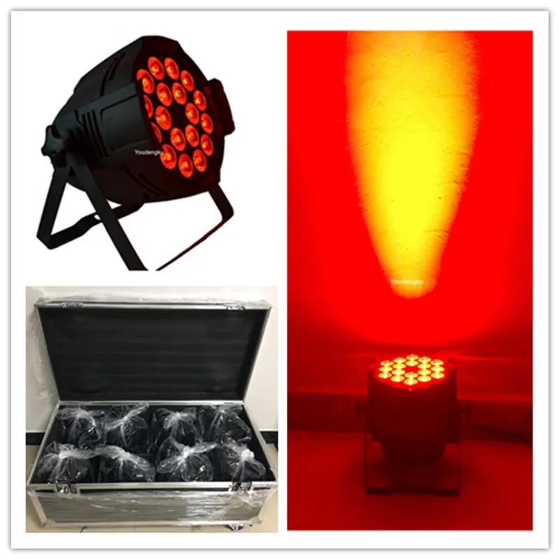 8pcs with case wall washer dmx DJ par can led party light 18x15w rgbwa 5in1 par LED spot light par 64 cans