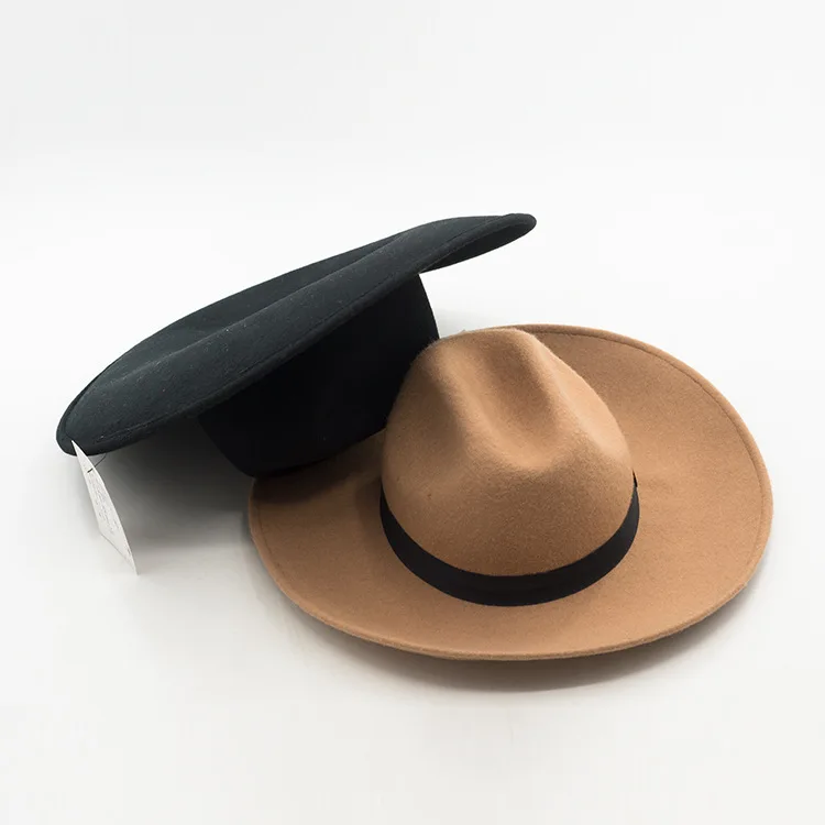 01909-HH8004 Зимняя шерстяная однотонная формальная Шляпа Fedora для мужчин и женщин для отдыха Панама шляпа