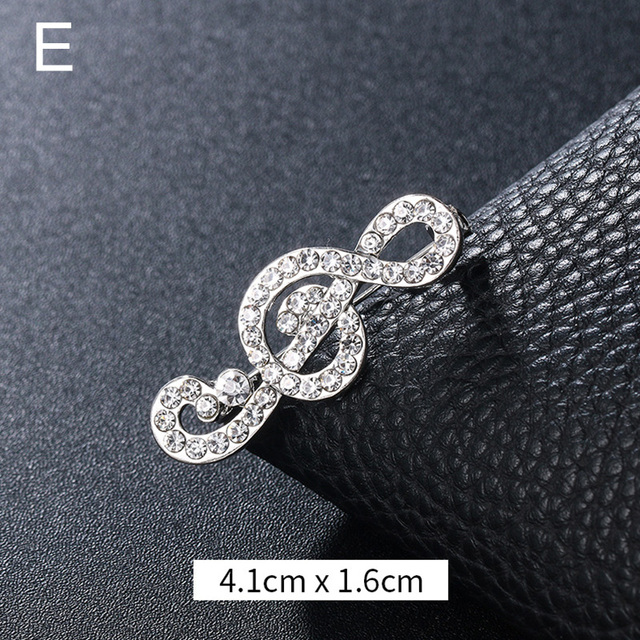 Elegant Musical Note Shape Brooches Fashion Luxurious Shiny Colorful Rhinestones Brooches Pins Clothes Accessories Gifts