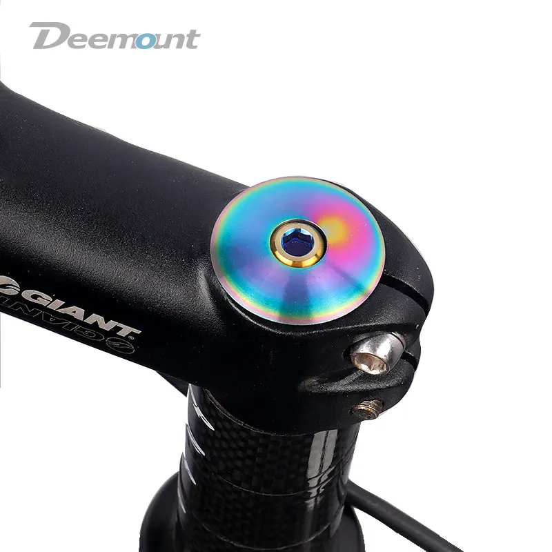 

1 set of bicycle earphone cover for 1 1/8" tube stem top titanium alloy cover with bolt M6*35 three colors bicycle accessories