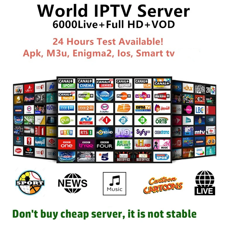 just 12 months IPTV GTmedia Android 7,1 IP-ТВ M3U Смарт ТВ BOX Amlogic S905W 2 Гб RAM+ 16gbrom Декодер каналов кабельного телевидения 4K HD H.265 2,4G Wifi медиаплеер ТВ коробка - Цвет: just 12 months IPTV