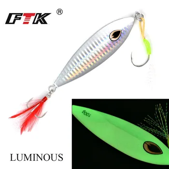 

FTK Fishing lure Micro Metal Jig 4 Color 80g/100g Shore Casting Jigging Spoon Lead Sea Cast Fishing Lure Artificial Bait Tackle