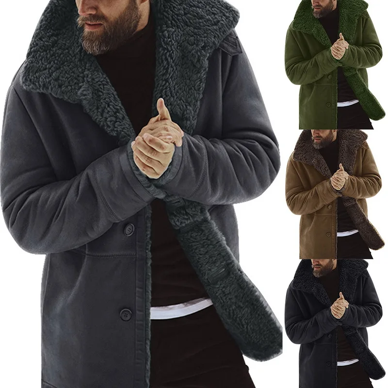 Мужское однотонное пальто, зимние парки, утолщенная теплая куртка, винтажное пальто, верхняя одежда, ветронепроницаемая, Chamarra Hombre, флисовая, Veste Homme, мужская одежда