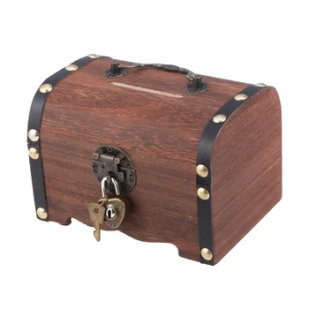 

Vintage Treasure Storage Box Piggy Bank Organizer Saving Box Case with Lock for Home