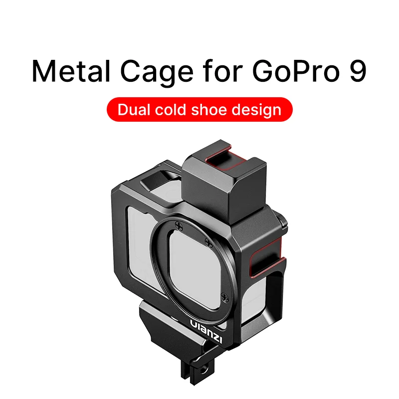 Gaiola de Metal para Gopro Caixa de Proteção com Dupla Tampa e Filtro para Câmera e Microfone Hero Ulanzi 9 - Image 2