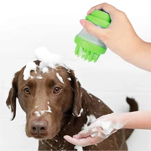Щетка для ванны и массажа для собак и кошек, диспенсер для шампуня для домашних животных, силиконовая щетка с щетиной, устройство для чистки домашних животных, гребень для купания