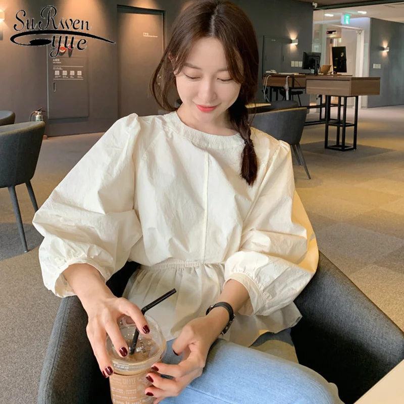 

Solid Sweet Long Sleeve Blusas Mujer De Moda 2019 Women Shirts Spring Autumn Casual Women Blouses and Tops Office Lady 6877 50
