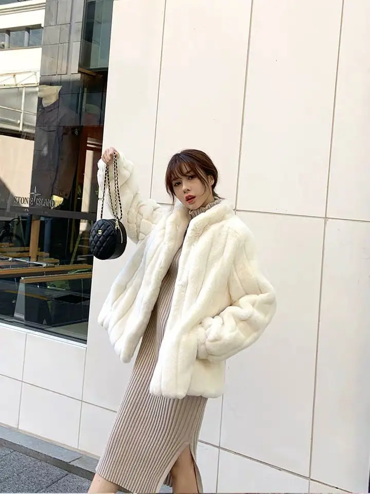 イミテーションミンクファーコートの新しい韓国版女性毛皮コート ...