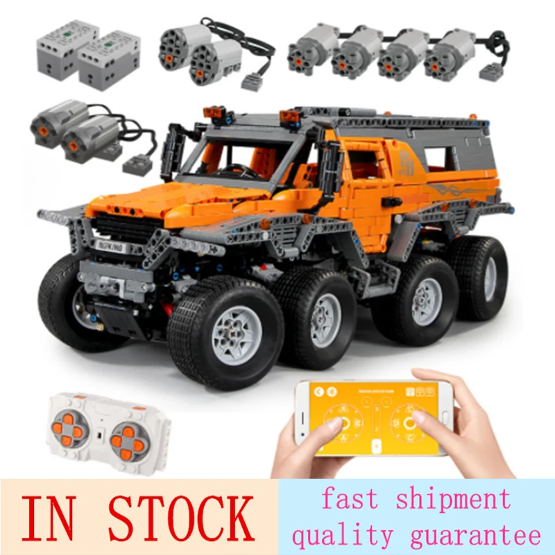 

13088 Technic Series Avtoros Shaman 8x8 Siberia Off-road Vehicle APP Remote Control car Model Building Block Bricks Boy Gifts