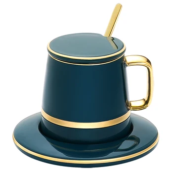 

Nordic Ceramic Mug with Lid Spoon Creative Luxury Coffee Cup Couple Water Cup Drinking Cups Milk Home Birthday Gift Box CM106