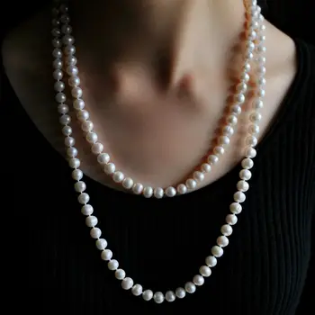 

50" AAA 8-9 mm Real natural Freshwater white pearl necklace