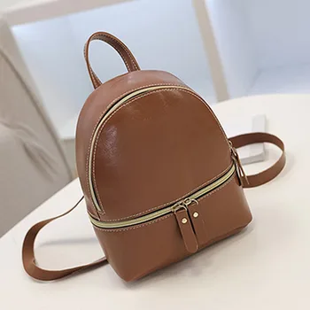 

Women Backpack Travel Bags College Pouch Rucksack Fashion School PU Leather Solid Student Zipper Closure Crossbody Leisure