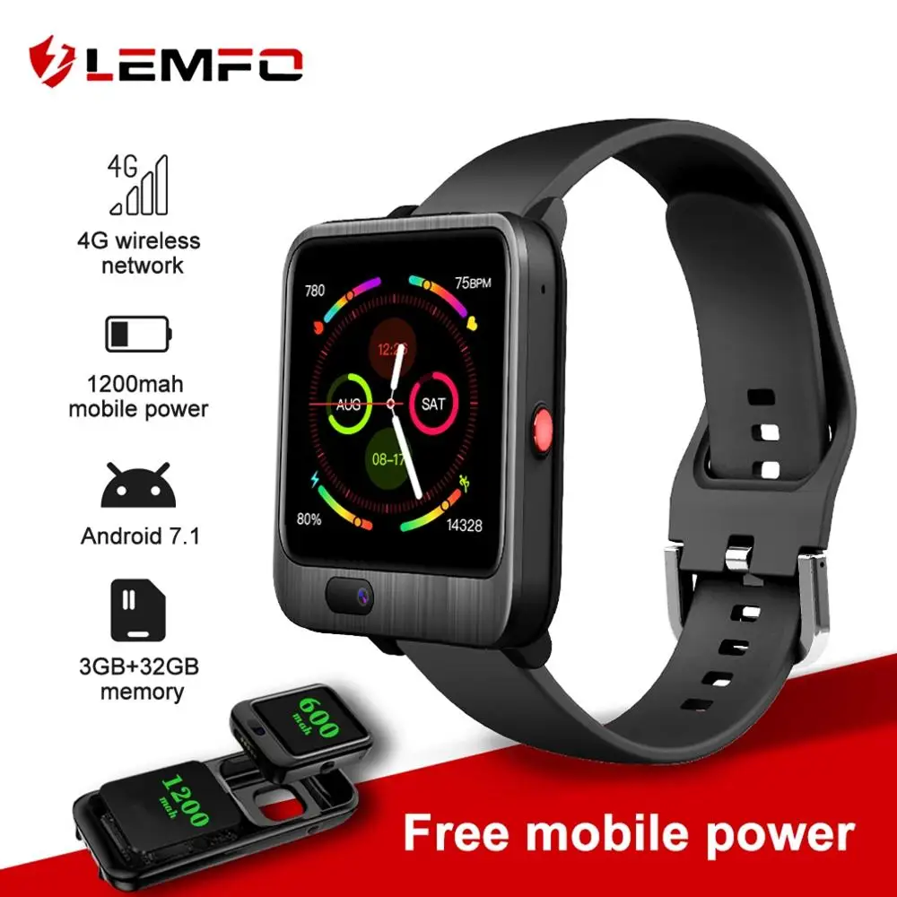 Смарт часы LEMFO LEM11 4G Android7.1.1 3G + 32G поддержка камеры WIFI GPS sim карта с зарядным