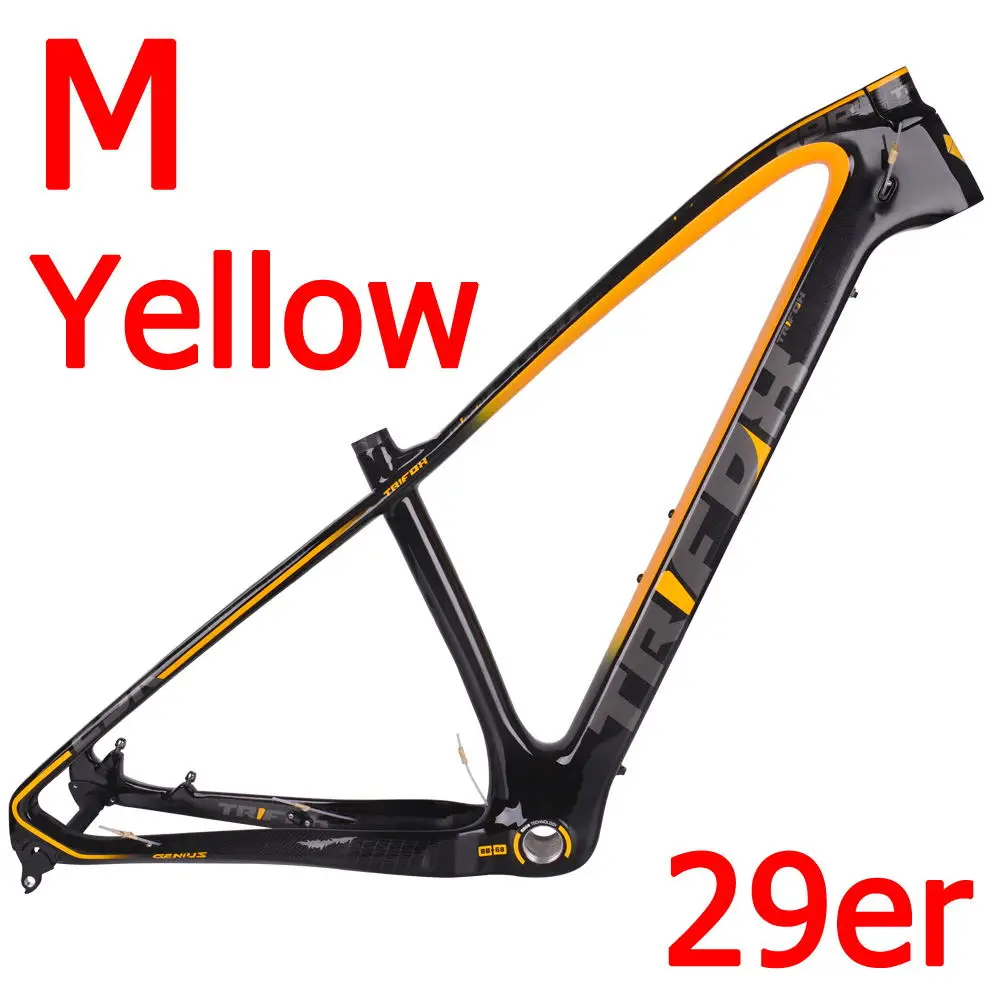 TRIFOX горный углерода велосипед рама 15,5/17/19 дюймов MTB углеродная рама 29er горный велосипед рама+ сиденье зажим+ гарнитура 2 года гарантии - Цвет: M -Yellow