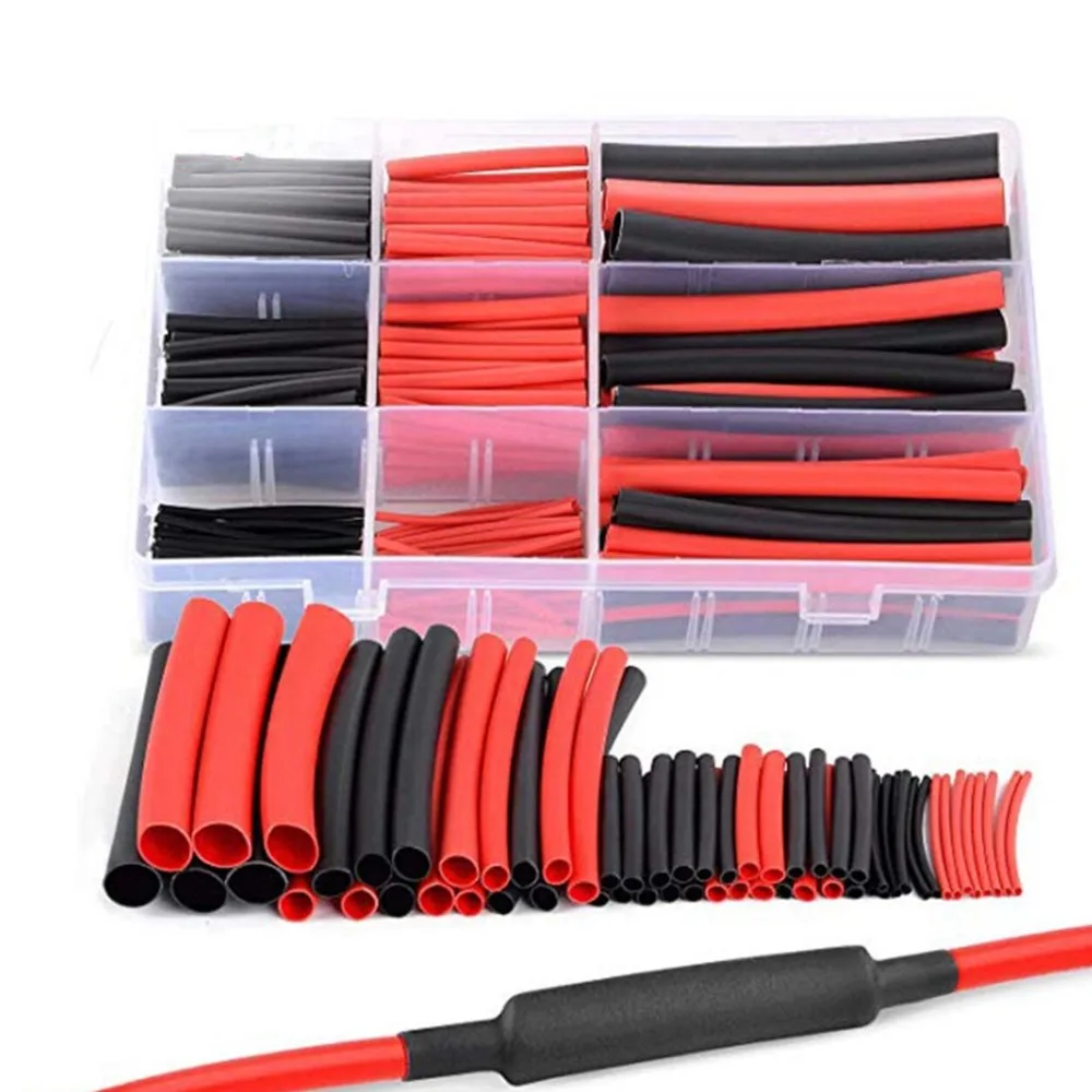 Dual Wall Adhesive Heat Shrink Tubing Kit Marine Wire Cable Sleeve Tube Assortment with Storage Case for DIY by MILAPEAK (Black |