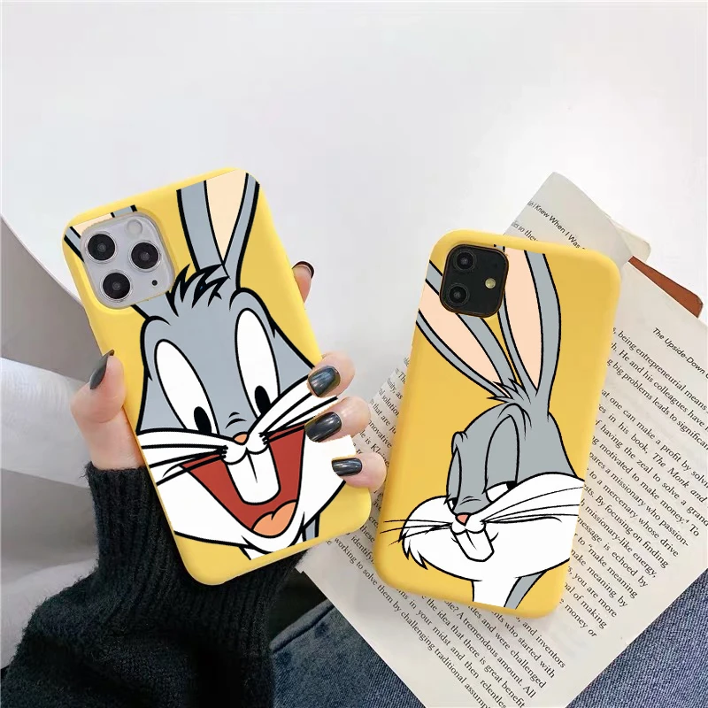 

Cartoon Rabbit TPU Case for iPhone 12mini 7 8 Plus 6s Wolf Dog Candy yellow Soft Cover for iPhone Xs X 11Pro 12pro Max XR Coque