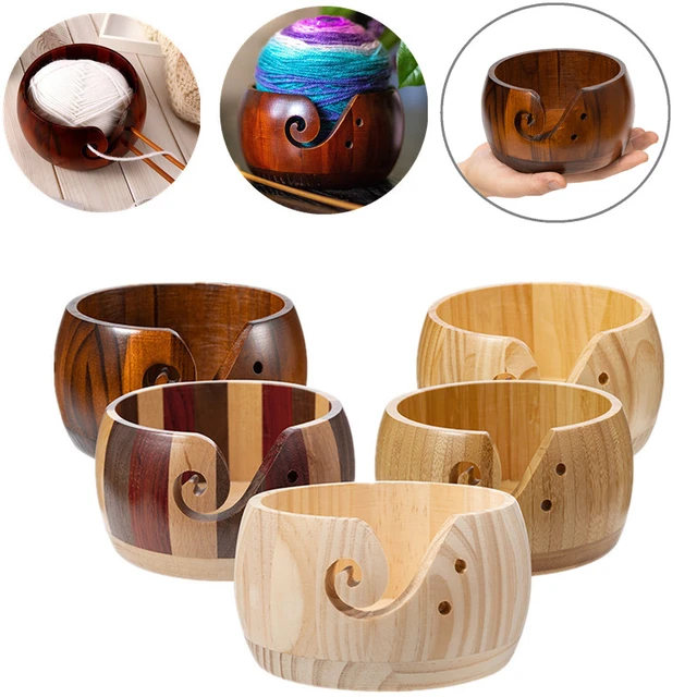 Natural Wooden Yarn Storage Bowl Organizer Knitted  Wooden Yarn Bowl  Knitting - Diy Apparel & Needlework Storage - Aliexpress