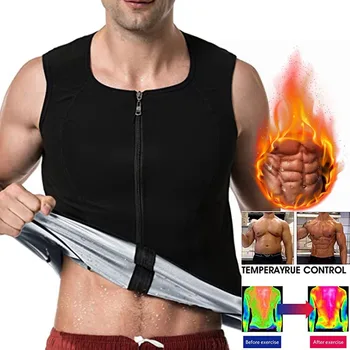 

MJARTORIA Men Neoprene Sauna Suit Hot Body Shaper Corset for Weight Loss with Zipper Waist Trainer Vest Tank Top Workout Shirt