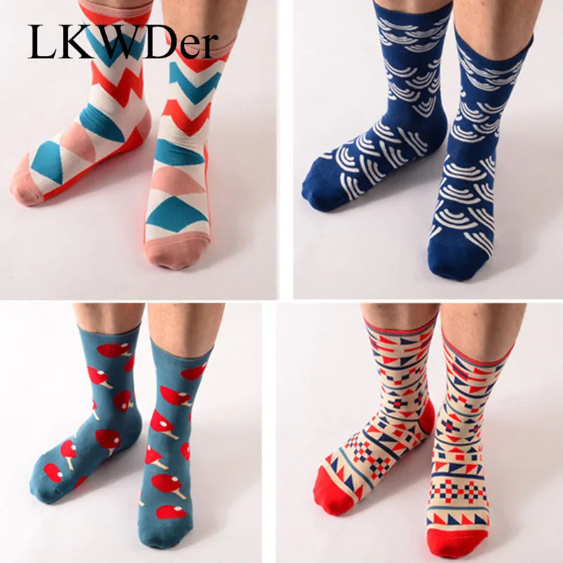 LKWDer 3 пар/лот Harajuku счастливые мужские носки забавные мужские носки с ленивками Новинка чесаные хлопчатобумажные забавные носки Calcetines Hombre