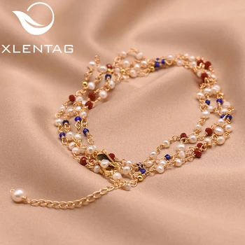 

XlentAg Natural Stone Small Pearl Colorful Multi-Layer Bracelet For Friend Birthday Women Cute Jewelry Adjustable Pulsera GB0154