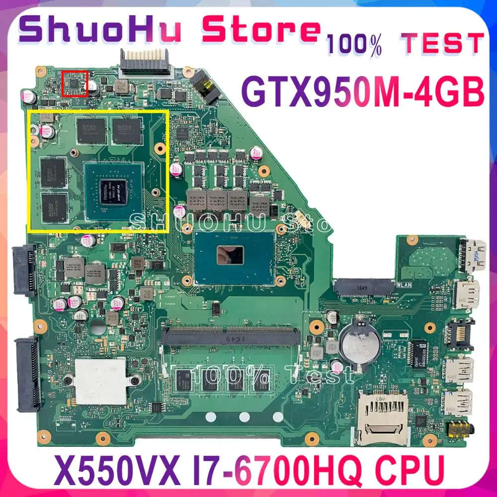 Материнская плата KEFU X550VQ X550V K550V для ноутбука ASUS X550VX FZ50VX FH5900V X550VXK I7-6700HQ GTX950M GPU 8 Гб