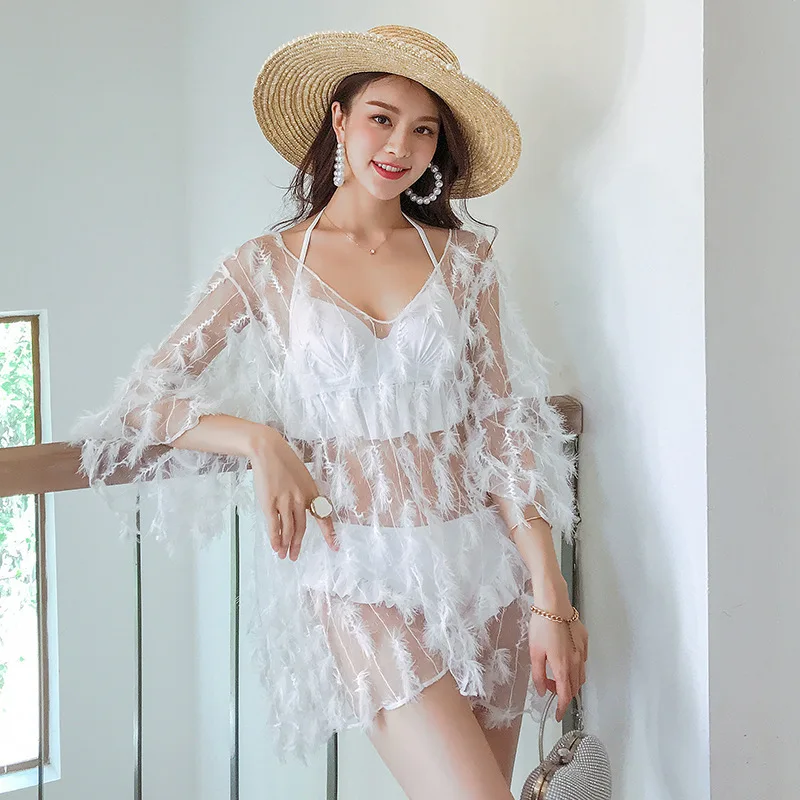 

New Style Sexy Split Type Three-piece Set Bikini-Style Hot Springs Outdoor Holiday Swimsuit Women's Quick-Dry Belly Covering Sli