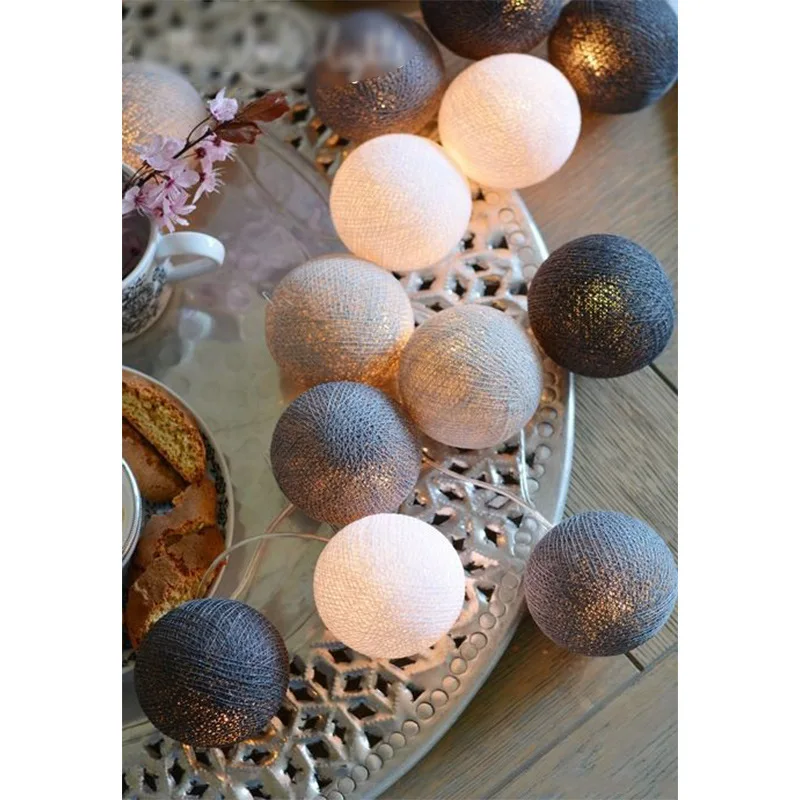 1.5M/3M Led Lanterns Cotton Ball String Lights Christmas Decoration Bedroom Battery Bulbs Macaron Style