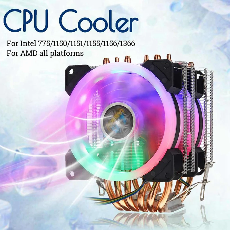 6 нет процессорный кулер вентилятор 3 линии Rgb светодиодный охлаждения тихий Cooler