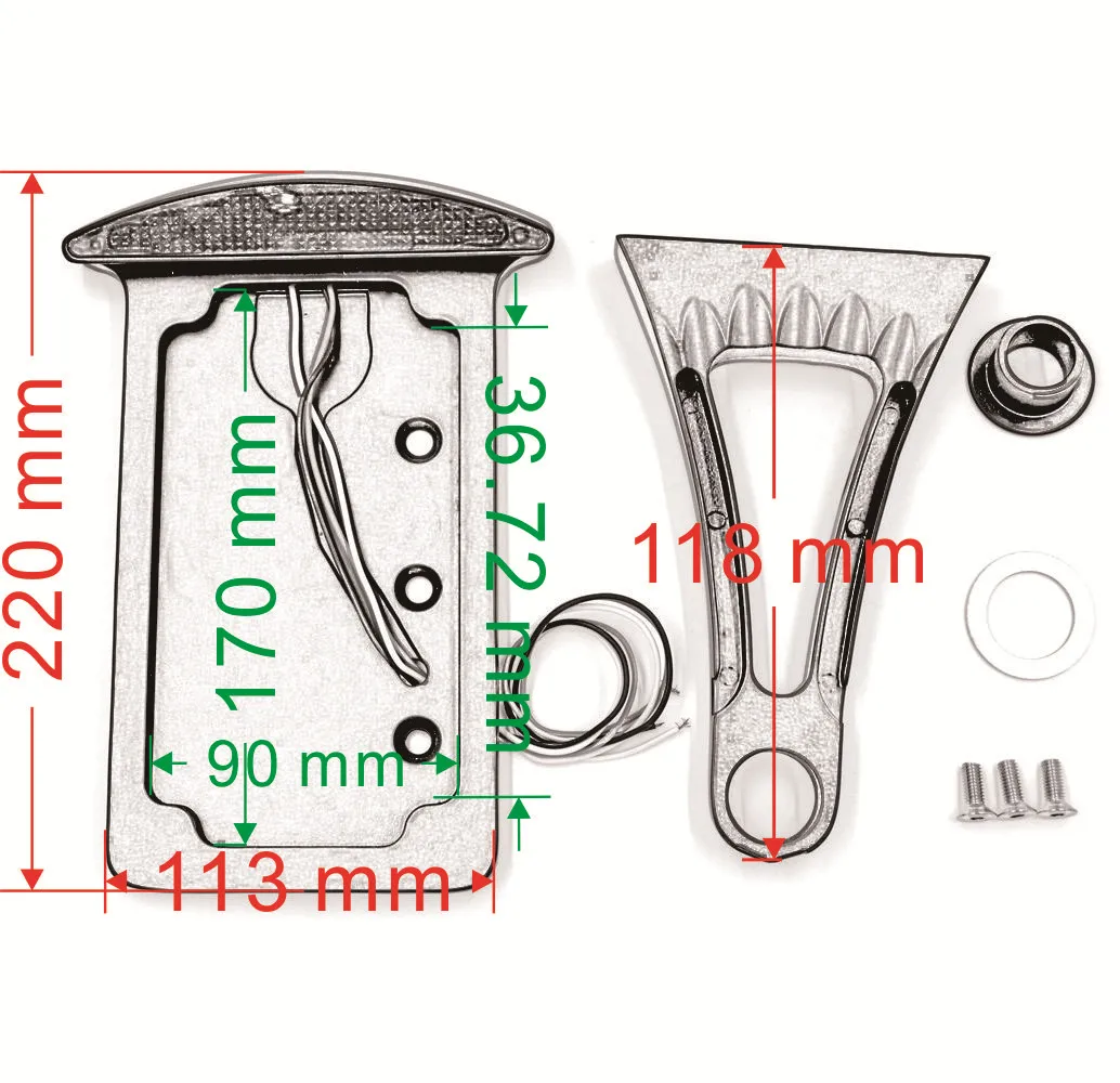 placa com lanterna traseira led para harley chopper ferro personalizado