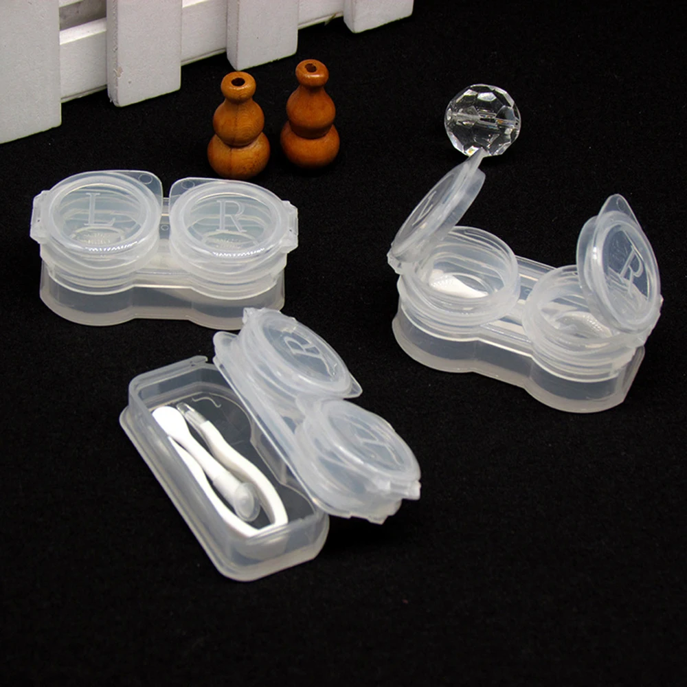 

New Style Macarons Press Clamshell Include Tweezers Suction Set Portable Contact Lens Box for Women Travel Contact Lenses Case