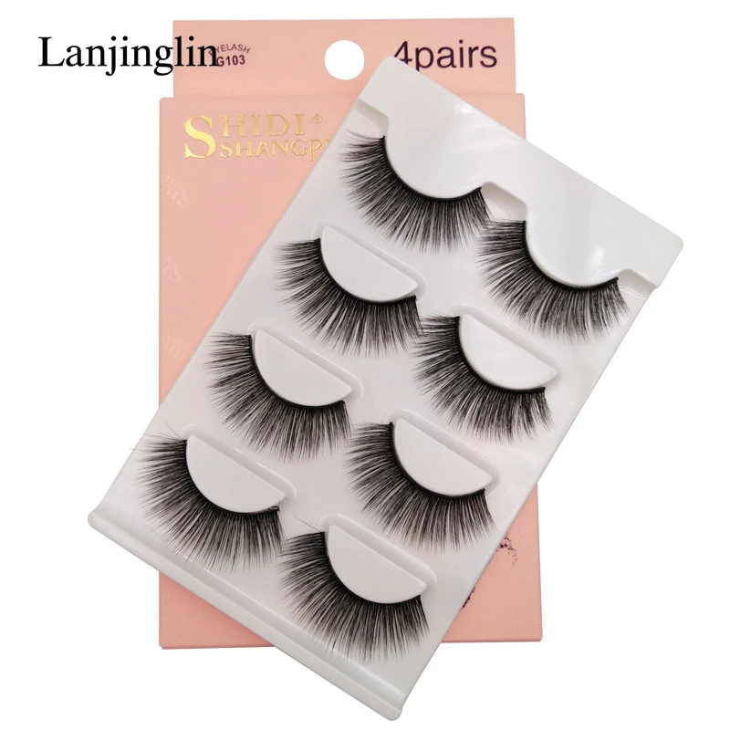 LANJINGLIN, 4/5 пар, норковые ресницы, натуральные, длинные, 3d, норковые накладные ресницы для наращивания, пушистые, без грубости, макияж, накладные ресницы