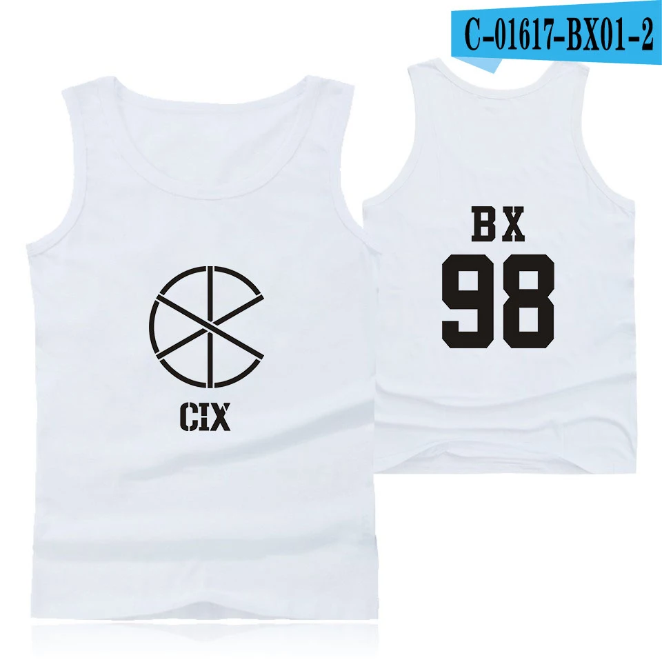 CIX Kpop Cool Fashion Korean Tank Top Women/Men Sleeveless Summer Popular Rock Band Bodybuilding Tank Famous Hip Hop Vest - Цвет: white