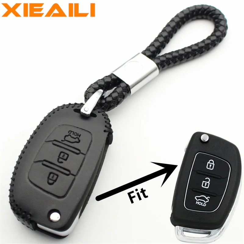 XIEAILI чехол из натуральной кожи с 3 кнопками и откидной крышкой для Hyundai IX25/IX35/I40/Santa